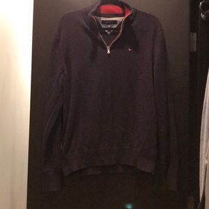 Navy and red Tommy Hilfiger quarter zip sweater
